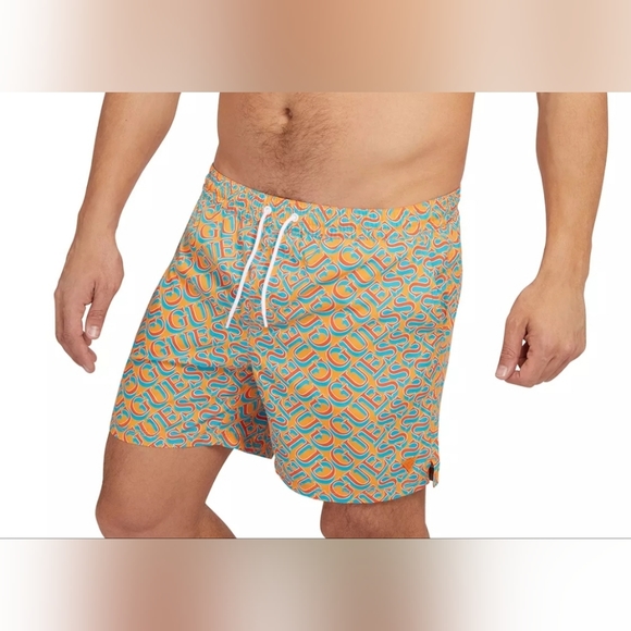 GUESSMen's Logo Print Swim Shorts - Picture 2 of 4